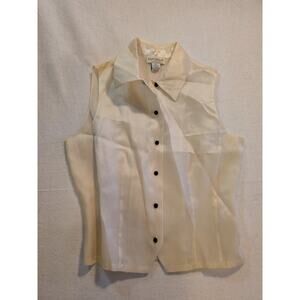 Vintage Ann Taylor white silk button up vest top size 4‎